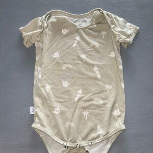 Charming Beige Kids Bodysuit with White Accents